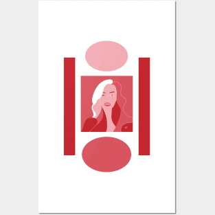 Woman #illustration #portrait #abstract #beauty #art #red #pink #buyart #redbubble #artstyle Posters and Art